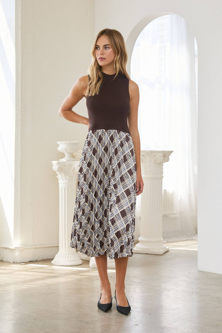 Plaid Sleeveless Knit Dress
