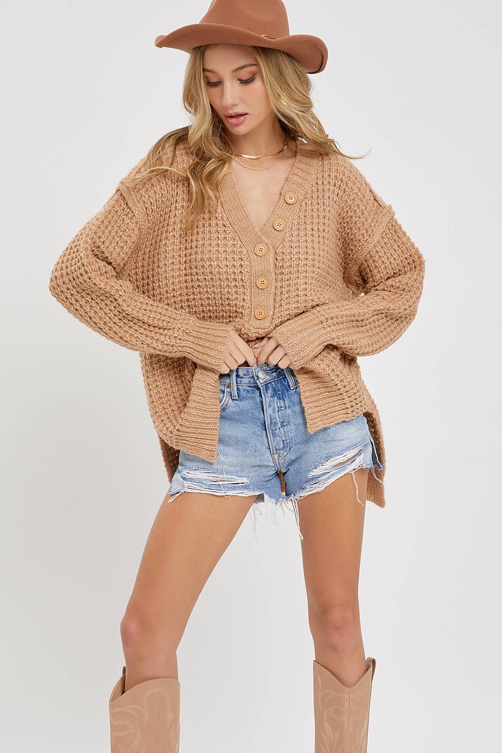 Ivory Waffle Knit Sweater