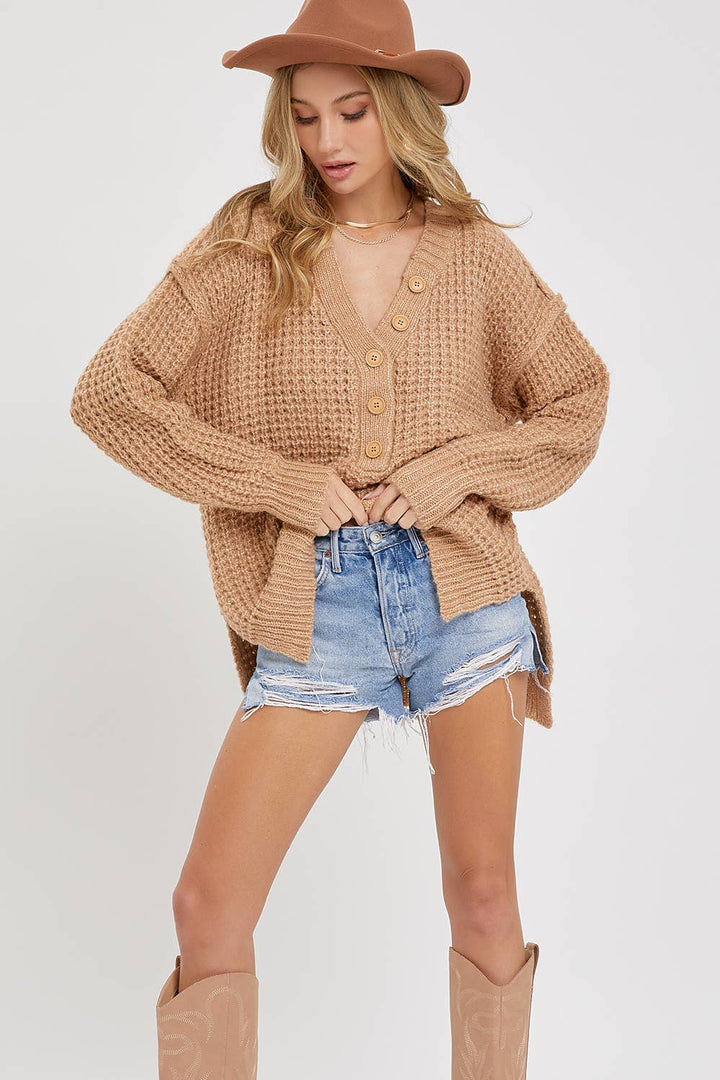 Ivory Waffle Knit Sweater