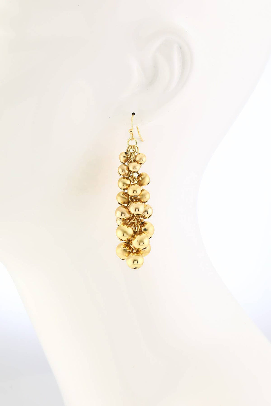 Gold Metal Bead Drop Earrings