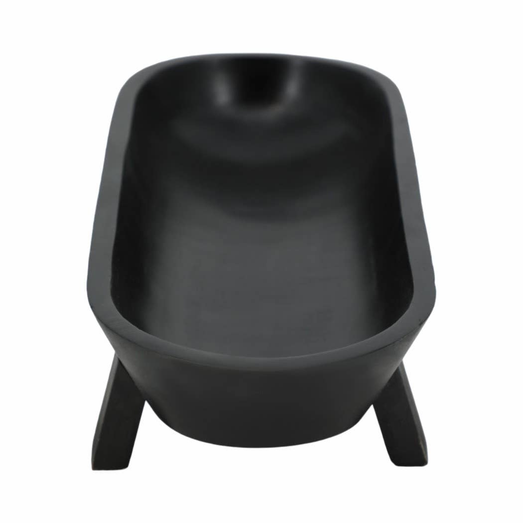 Black Wood Footed Oval Design Bowl