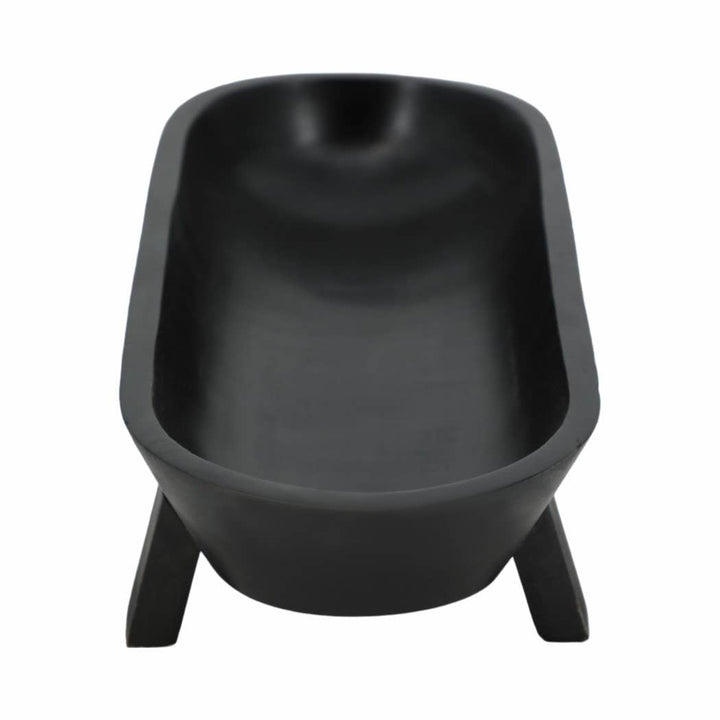 Black Wood Footed Oval Design Bowl