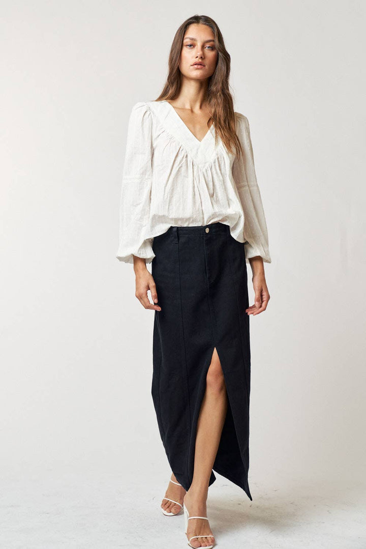 Khaki Skirt w/ Front Slit