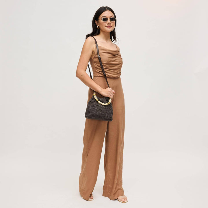 Natural Crossbody Bag Beaded Handle