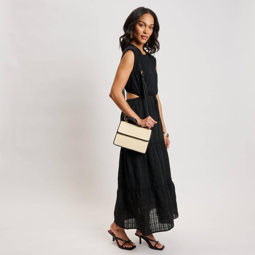 Beige Black Crossbody Handbag