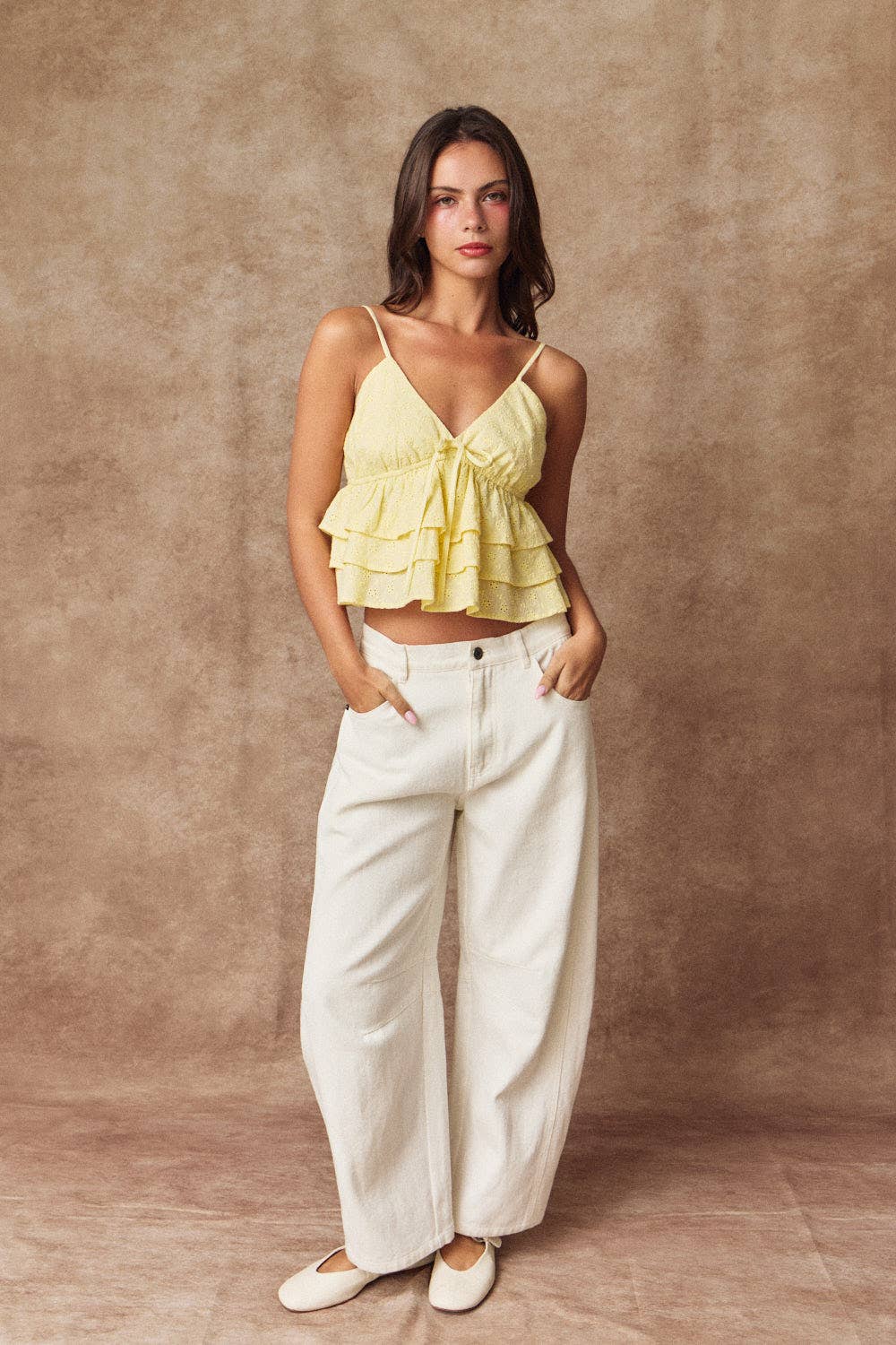White Barrel Pants