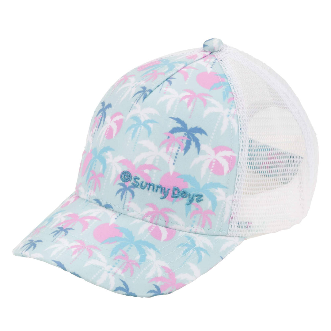 Light Blue With Palms Ball Cap