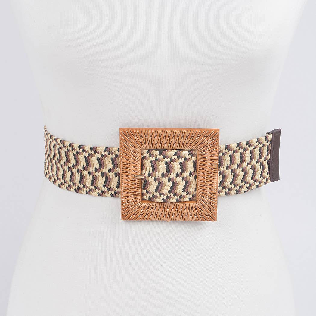 Faux Bamboo Buckle Elastic Belt