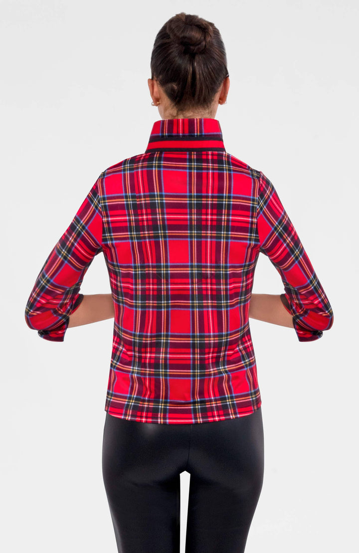 Gretchen Scott Twist &amp; Shout Red Plaid Top