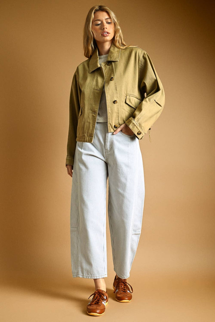 Navy Long Sleeve Cotton Jacket
