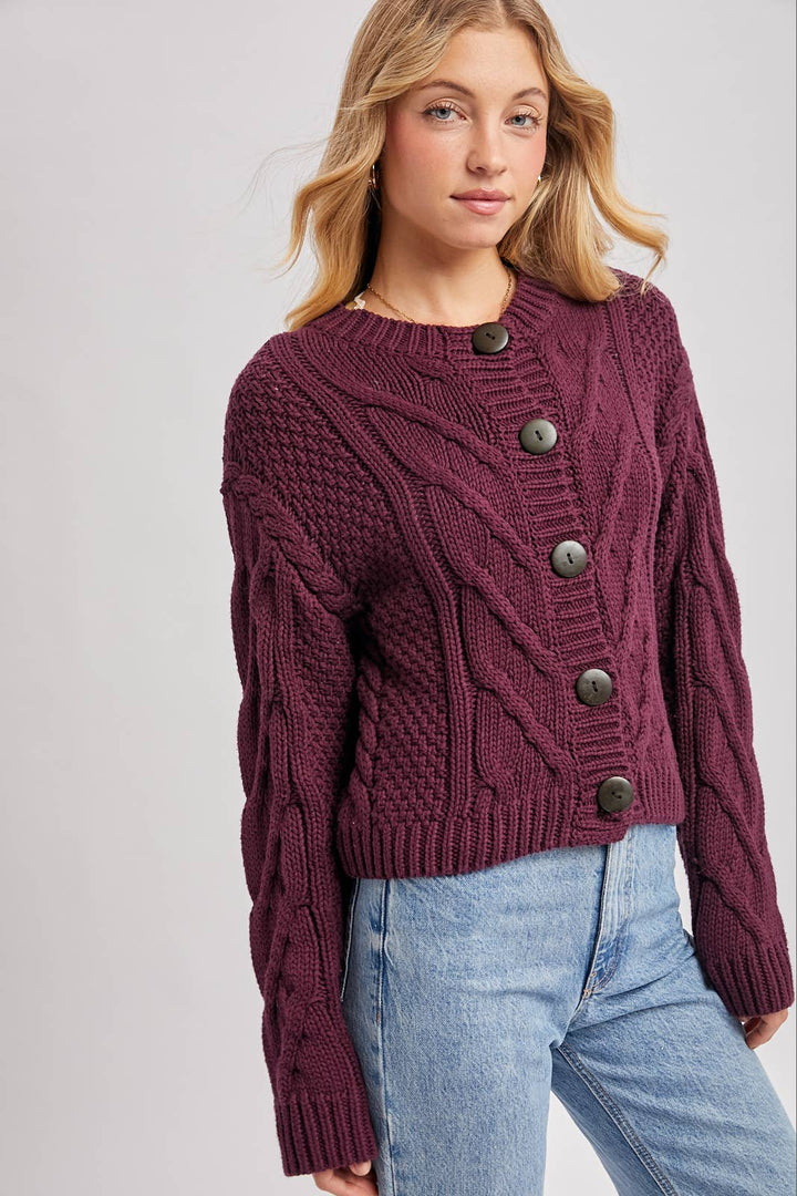 Button Front Cardigan Sand