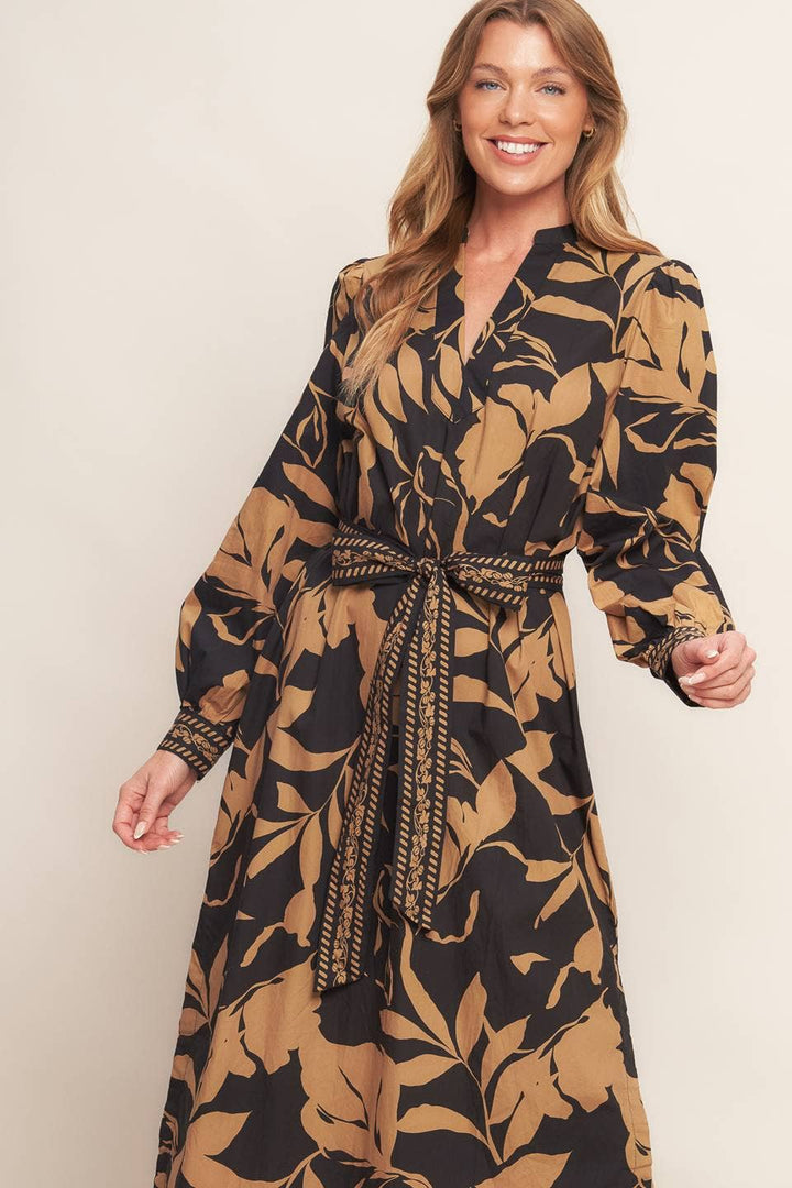 Printed Woven Midi Dress