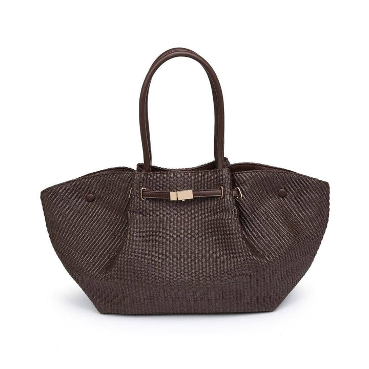 Straw Tote Black Handle
