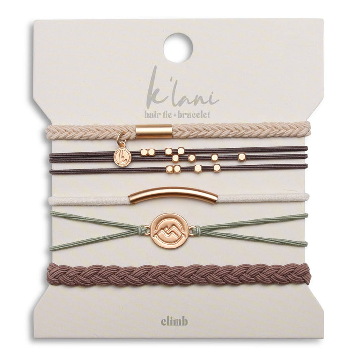 "Climb" Gold Mountain Peak Charm Hair Tie Bracelets