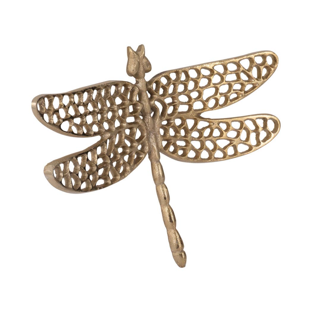 Gold 10 in. Metal Novelty Dragonfly