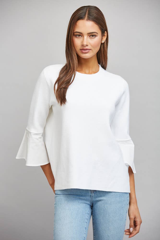 White Flare Bell Sleeve Top