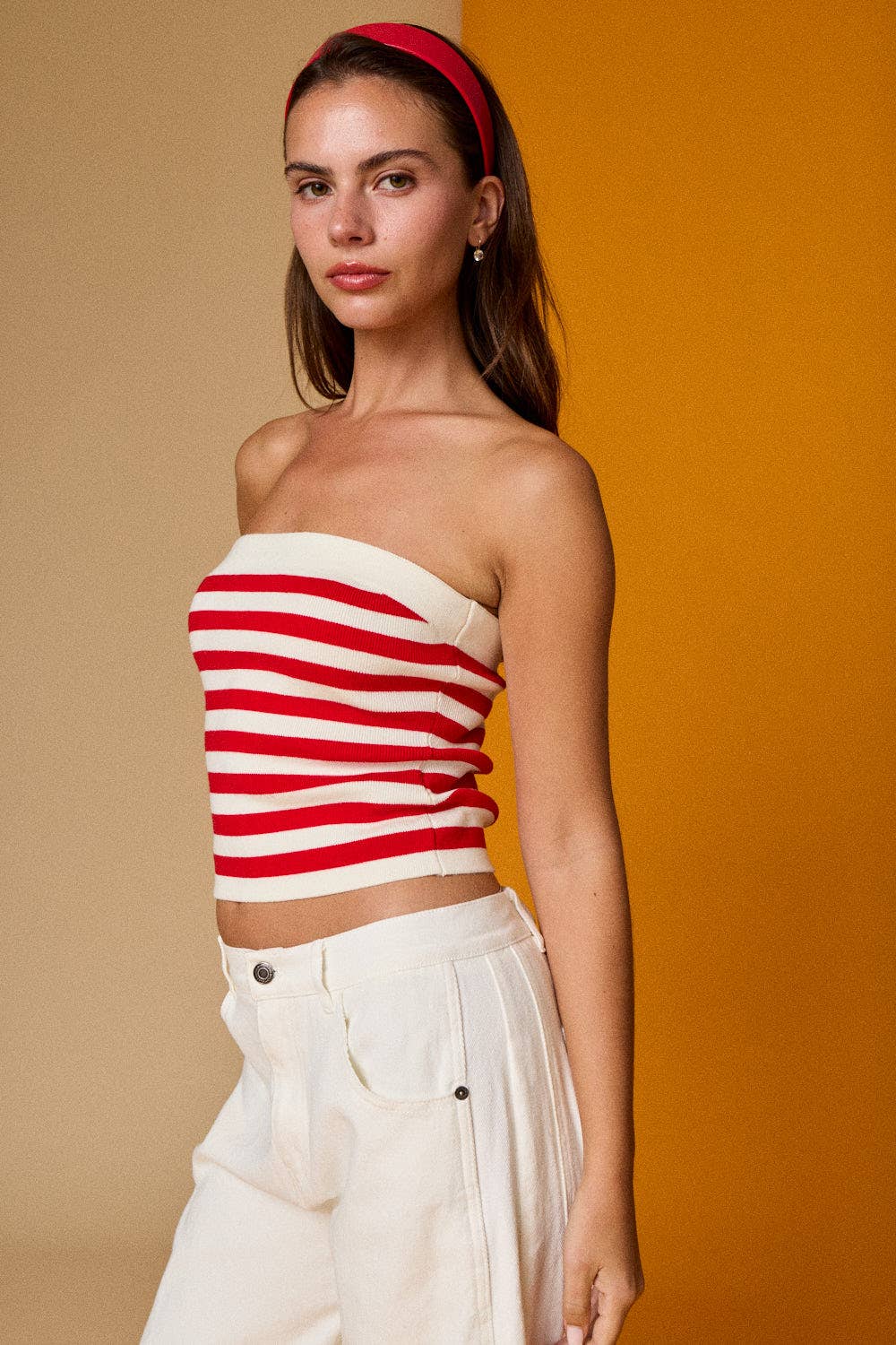 Red White  Striped Tube Top