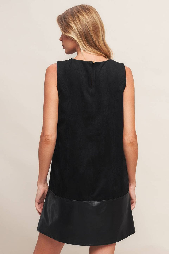 Faux Suede Dress with Faux Leather Band