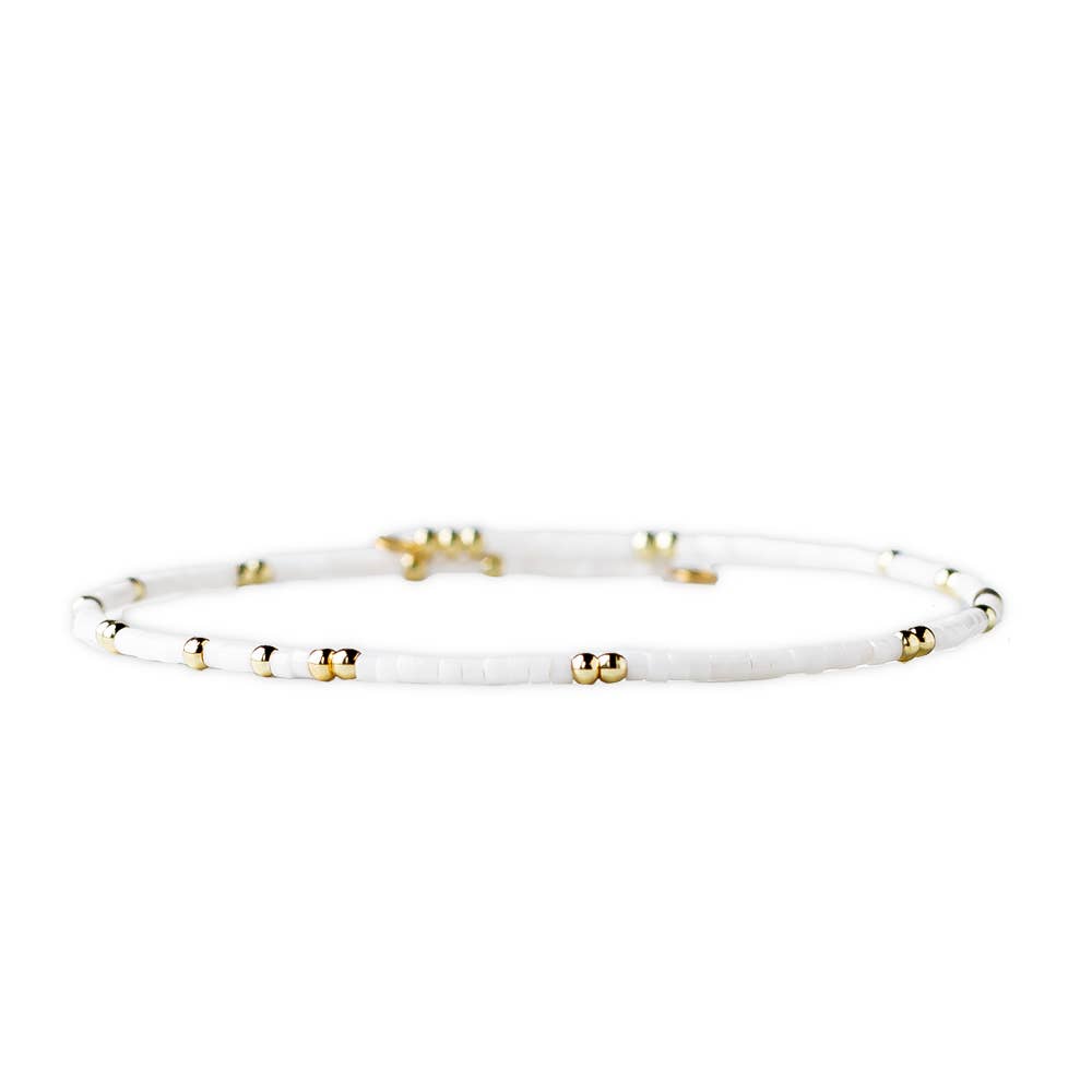 White Confetti adjustable Beaded Bracelets