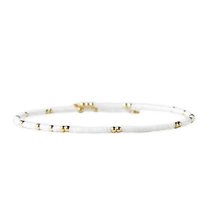 White Confetti adjustable Beaded Bracelets