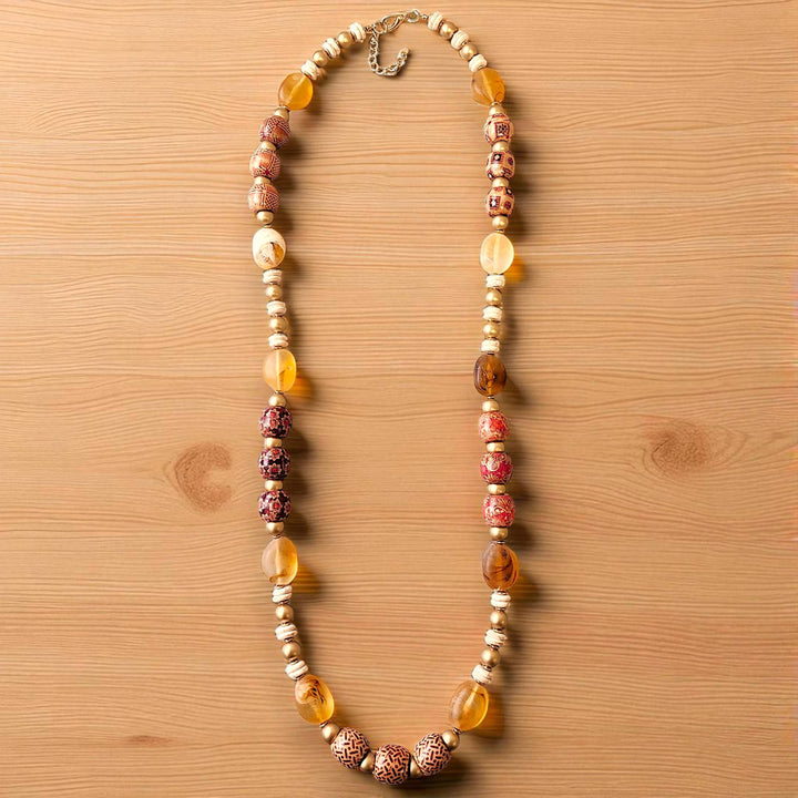 Long Beaded Carnelian Necklace