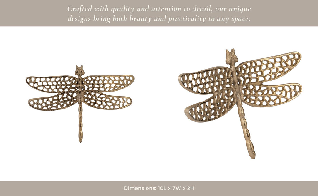 Gold 10 in. Metal Novelty Dragonfly