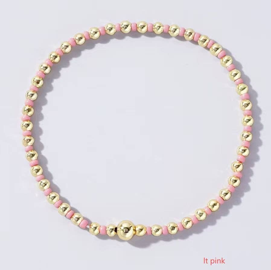 Boho Colored Bracelet with beads/gold ball
