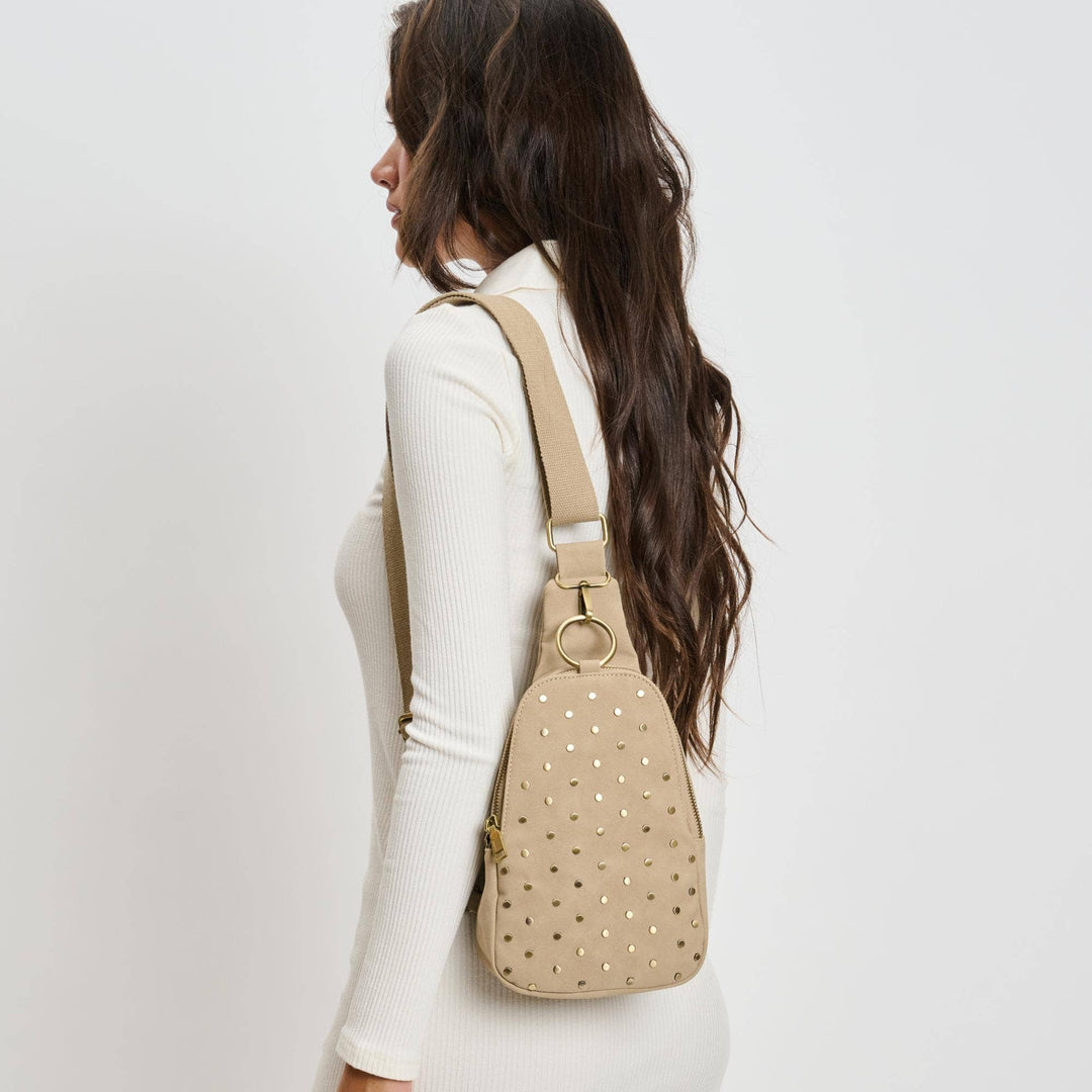 Natural Studded Sling Bag