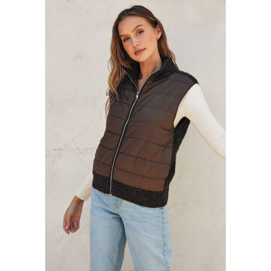 Sherpa and Puff Contrast Vest