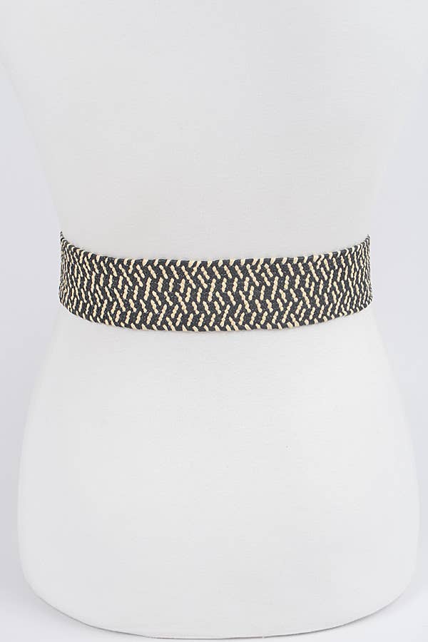Faux Bamboo Buckle Elastic Belt