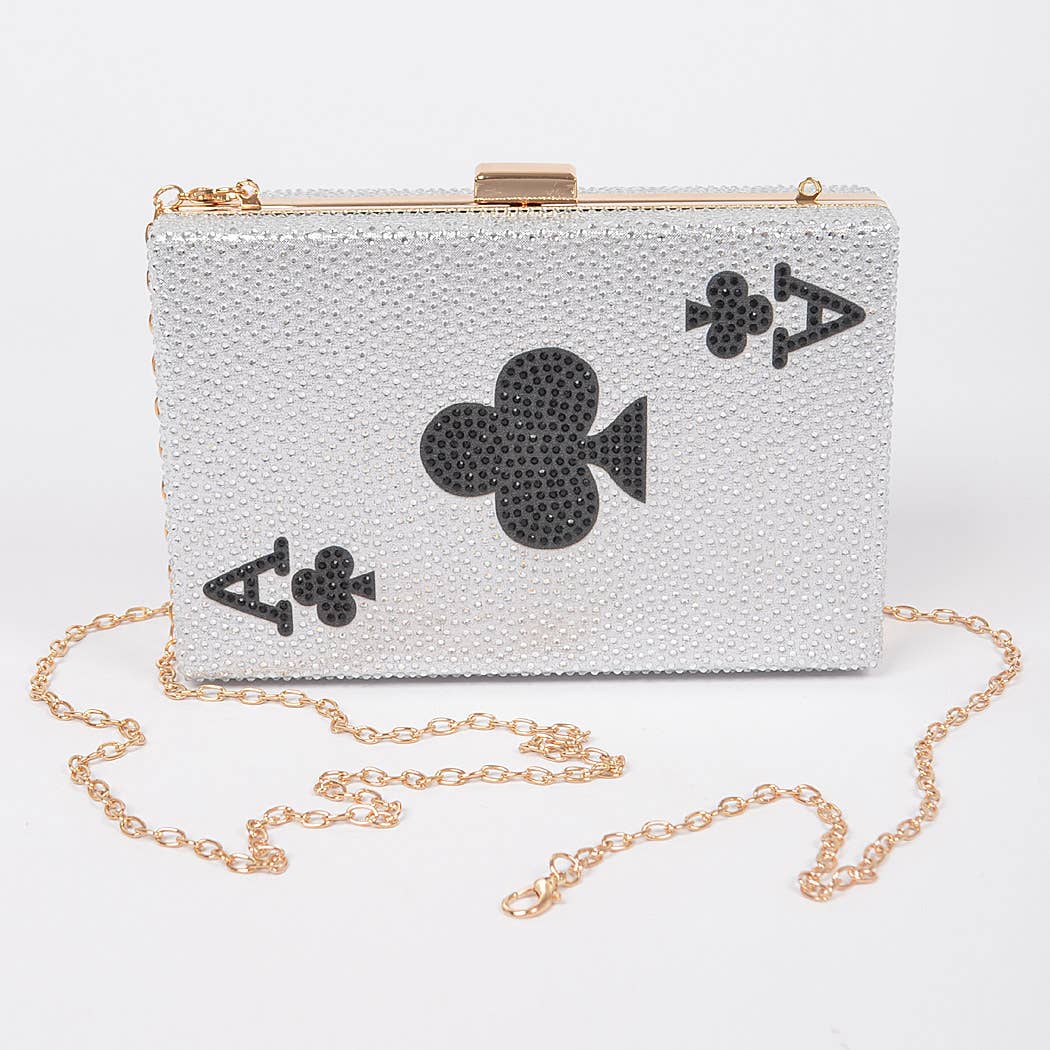 Poker Card Rhinestone Clutch