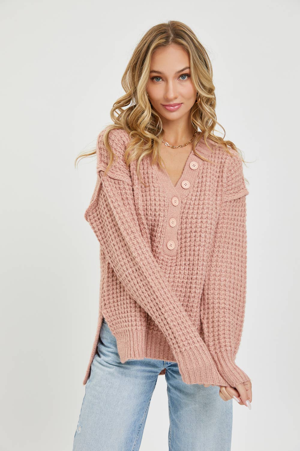 Ivory Waffle Knit Sweater