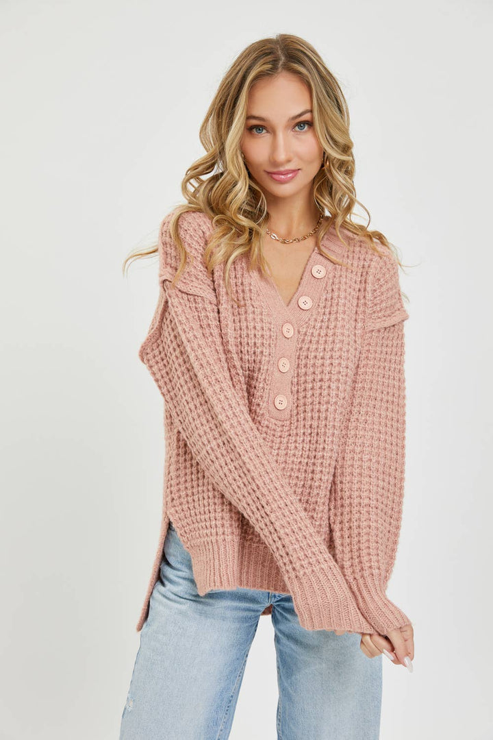 Ivory Waffle Knit Sweater