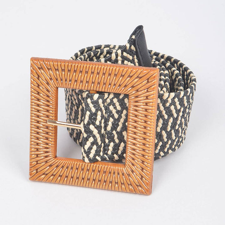 Faux Bamboo Buckle Elastic Belt
