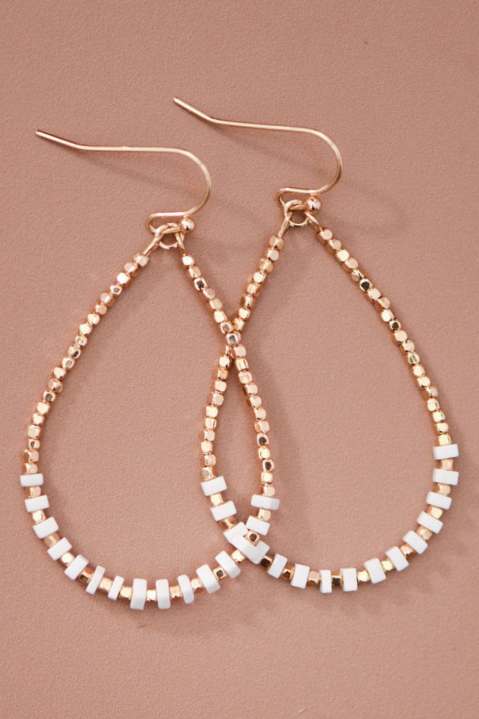 Gold Plated Brass and Natural Stone Drop Earrings