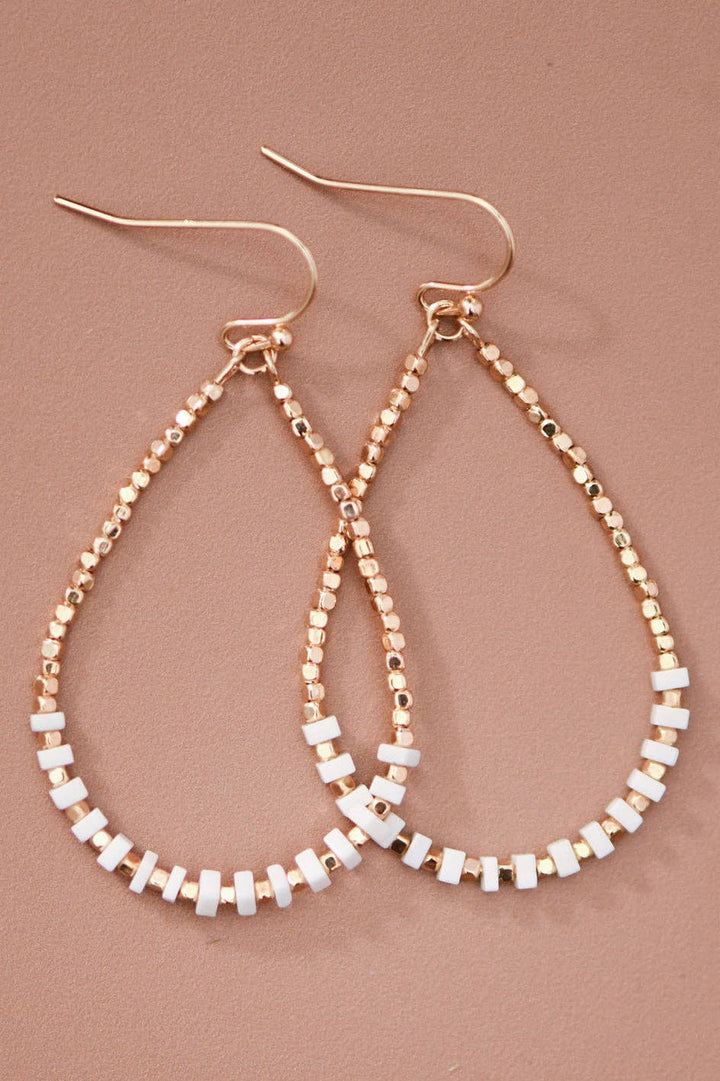 Gold Plated Brass and Natural Stone Drop Earrings