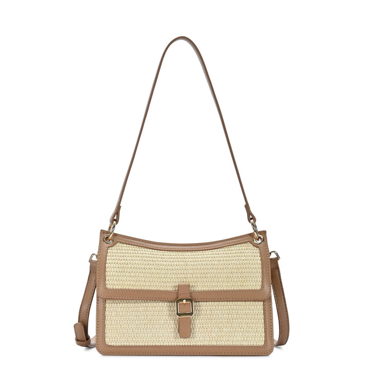 Woven Straw &amp; Leather Bag