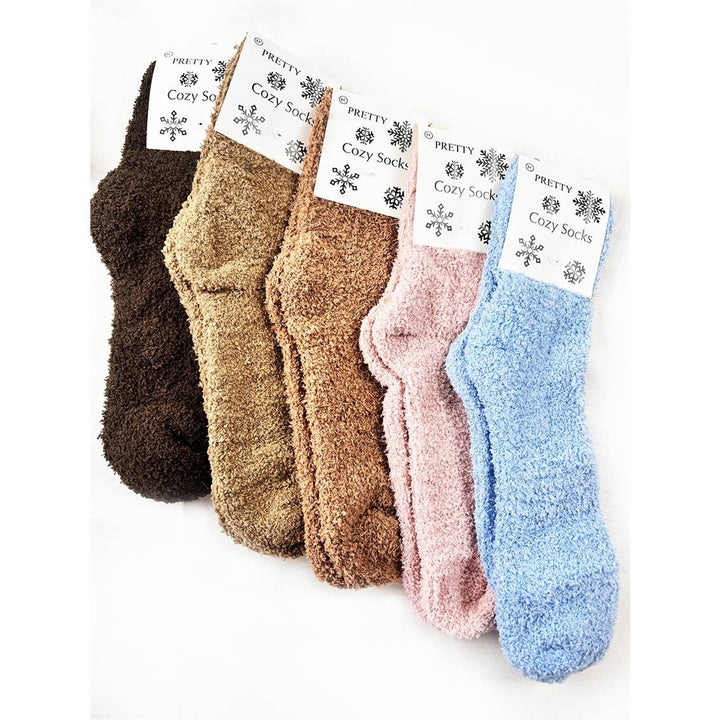 Soft Solid Fuzzy Cozy Crew Socks