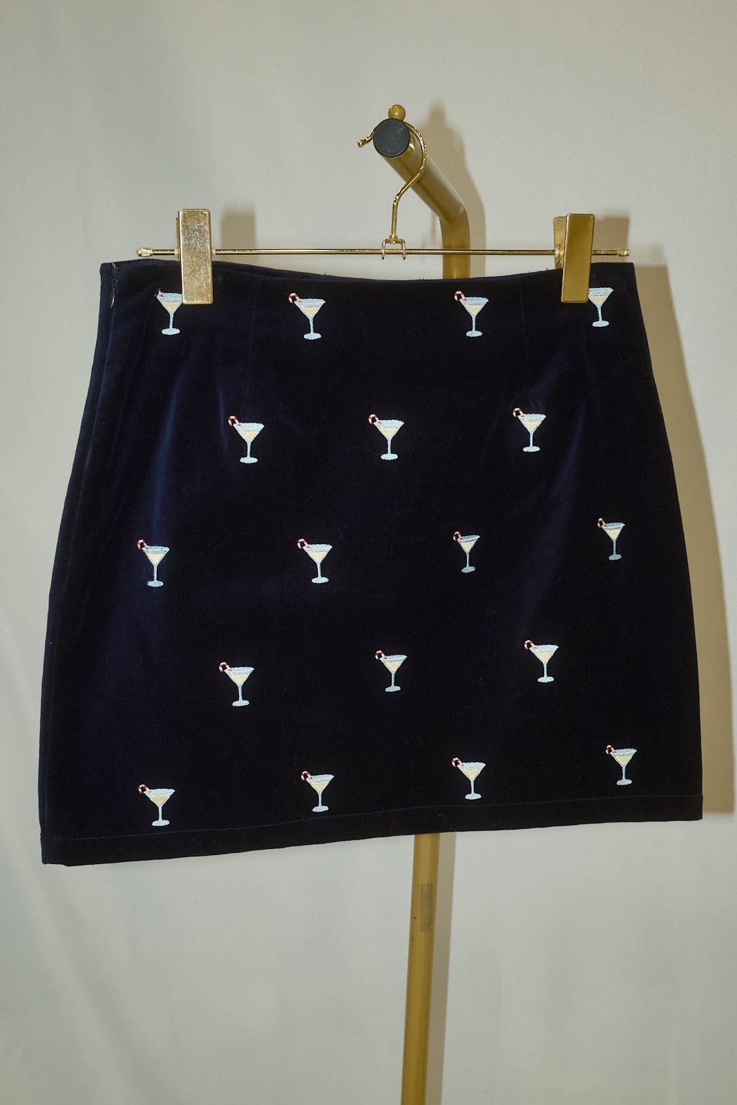 Martini Embroidered Velvet Mini Skirt