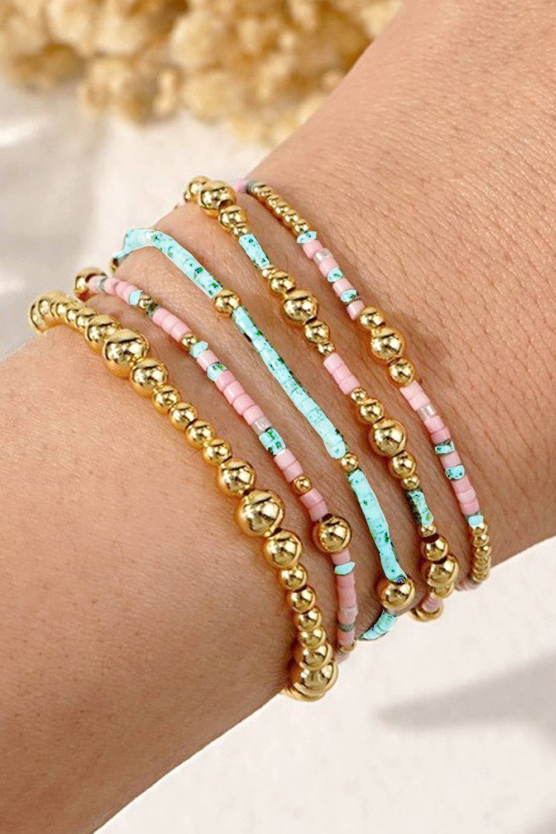 Multi Strand Turquoise Stretch Bracelet