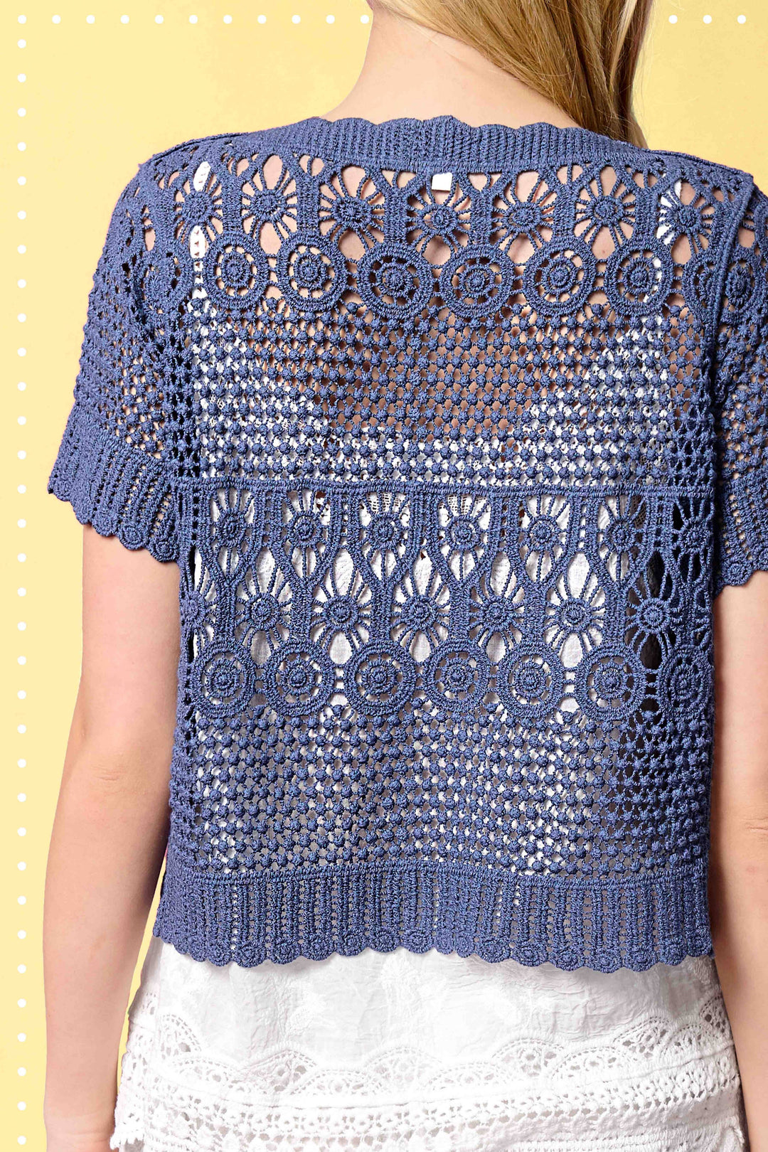 Crochet Scallop Edge Button Down Cardigan