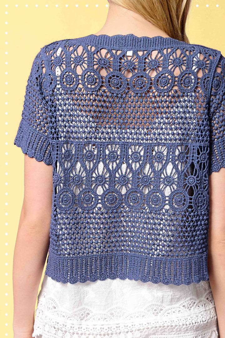 Crochet Scallop Edge Button Down Cardigan