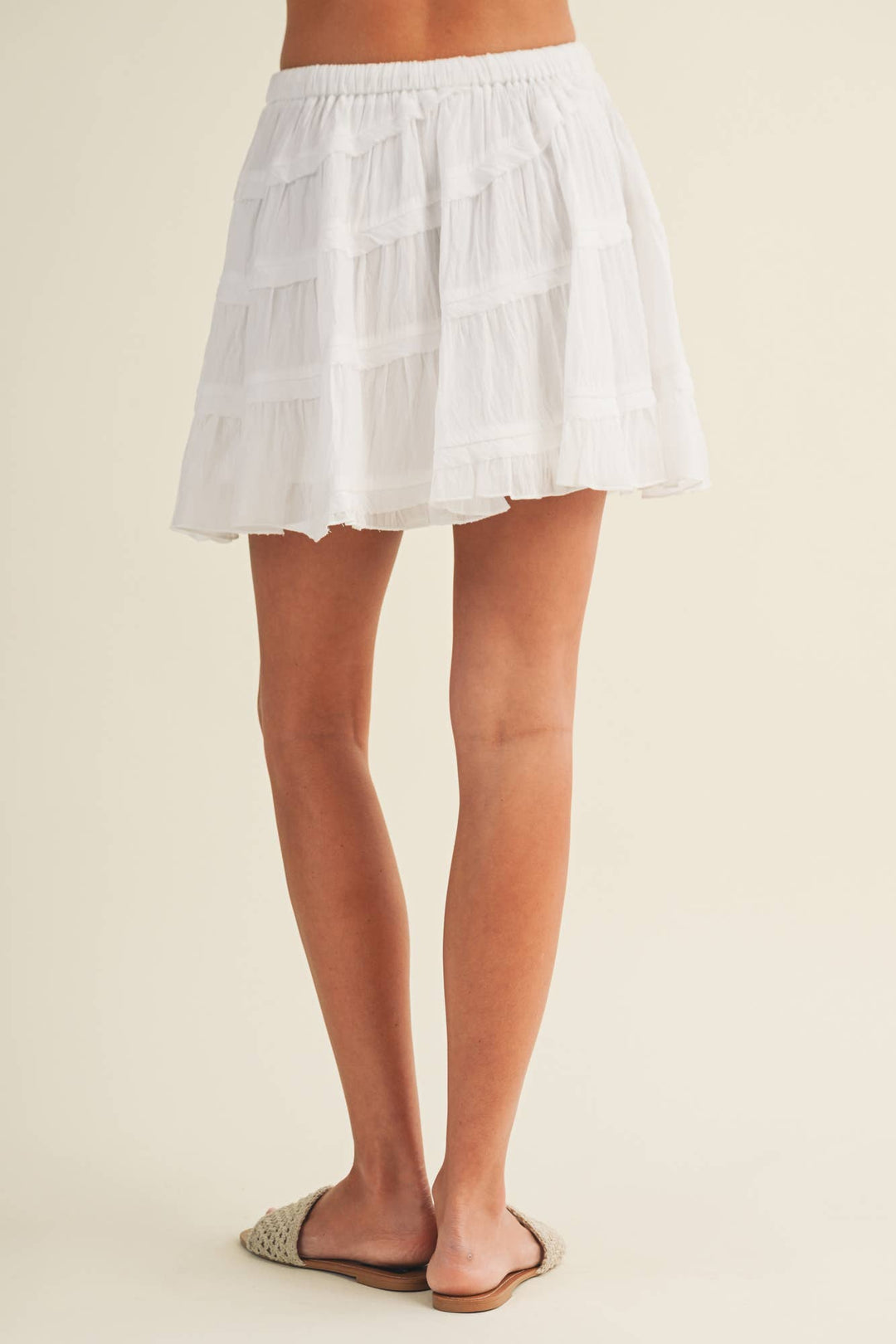 White Tiered Voile Skort