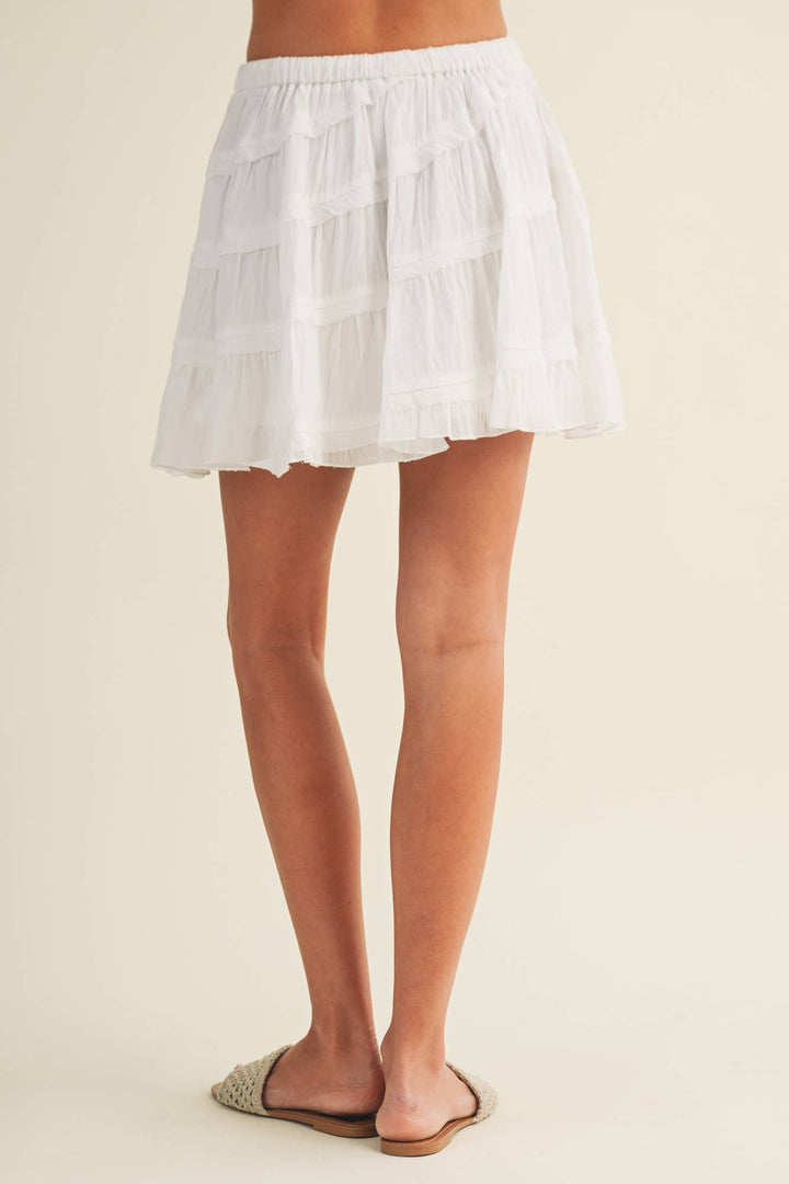White Tiered Voile Skort
