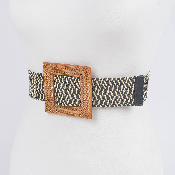 Faux Bamboo Buckle Elastic Belt