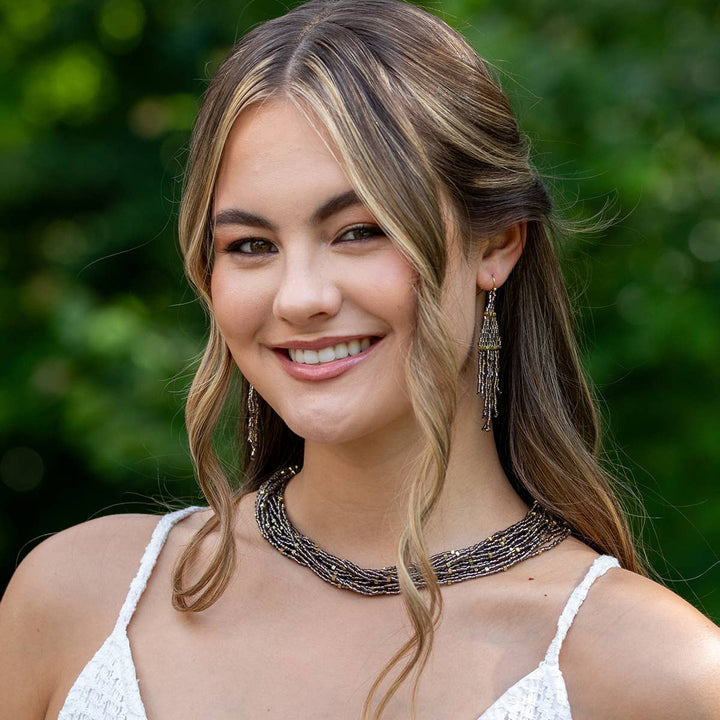 Beaded Multi-Strand Bib Necklace