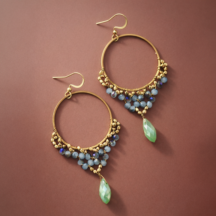 Multi Color Beaded Drop Earrings