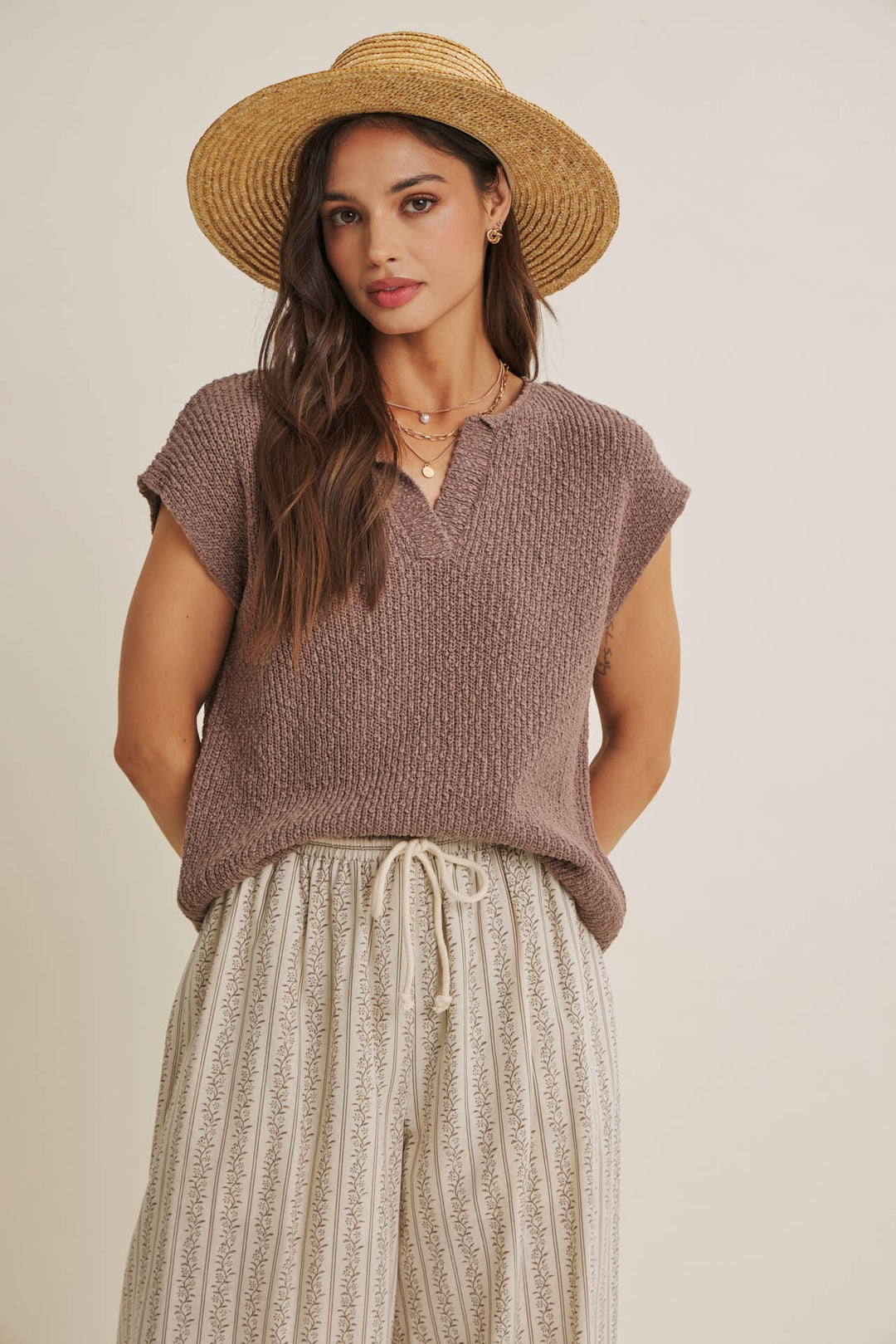 Cotton Slub Sweater Top