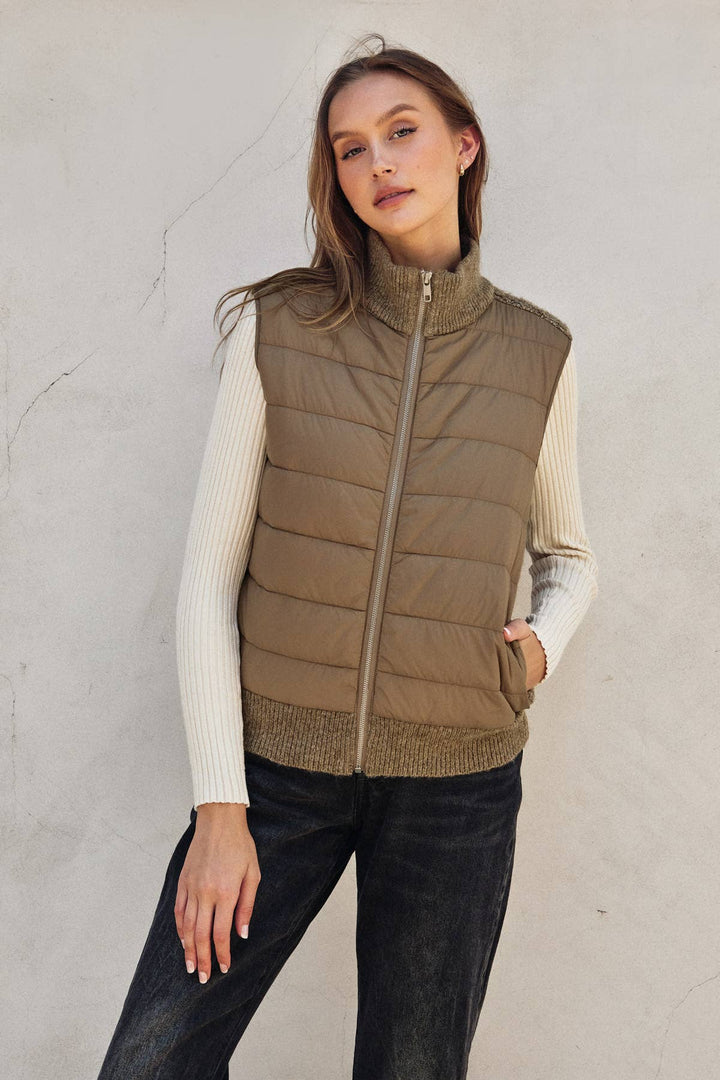 Sherpa and Puff Contrast Vest
