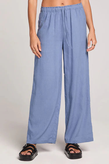 Blue Woven Drawstring Pant